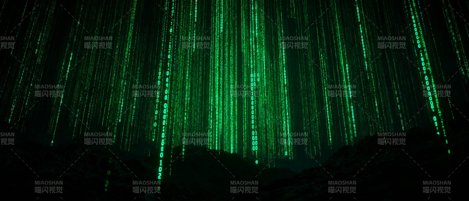 绿色代码雨幕图片