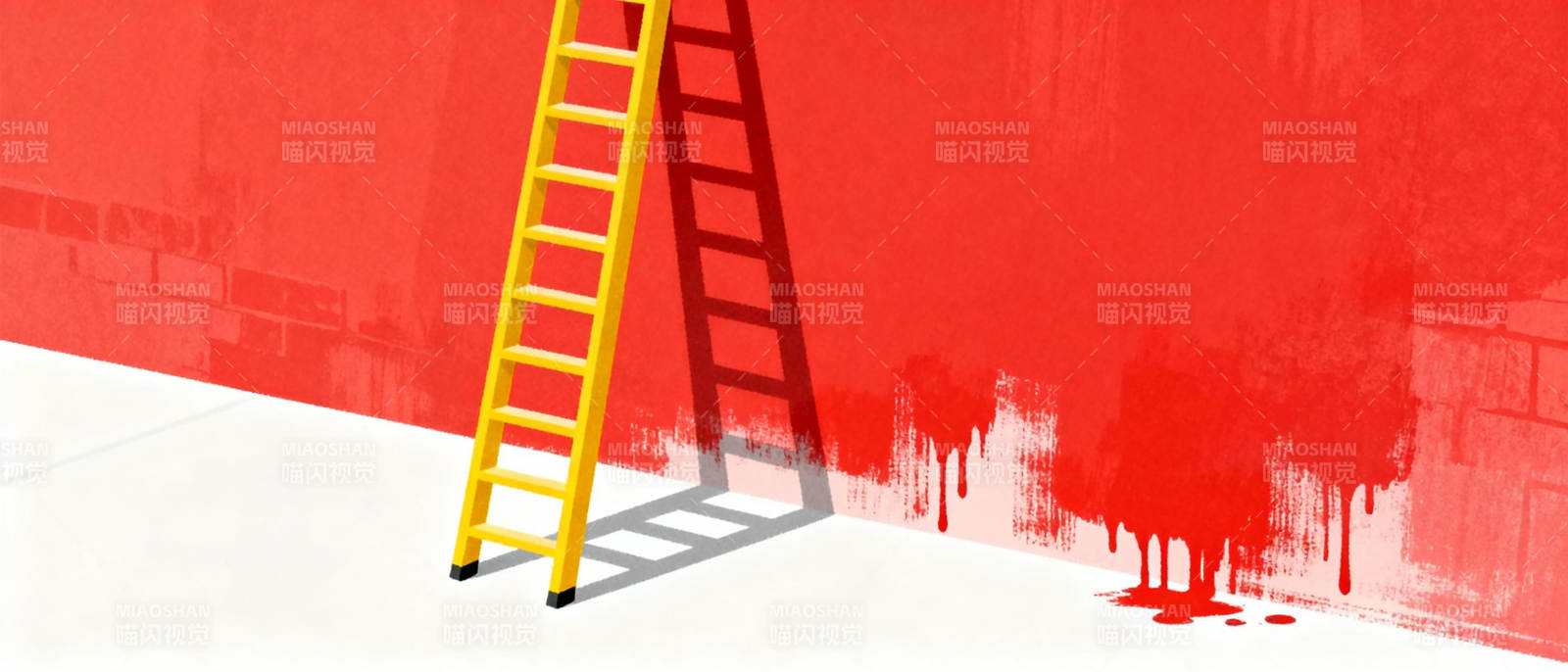 红墙下的梯子图片