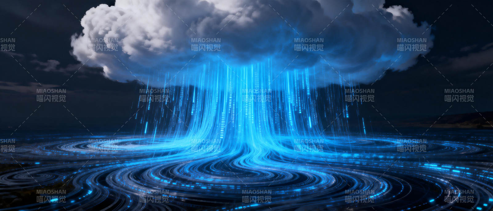 蓝光雨幕奇景图片