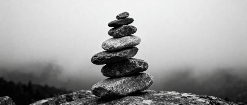 石塔静立雾中图片