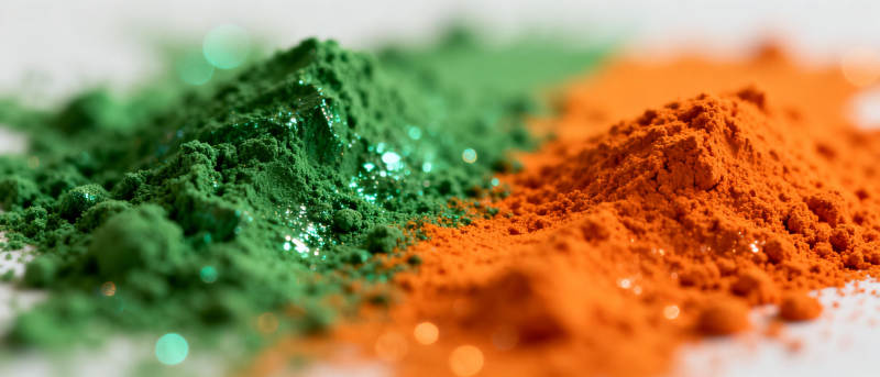 绿橙粉末对比图片