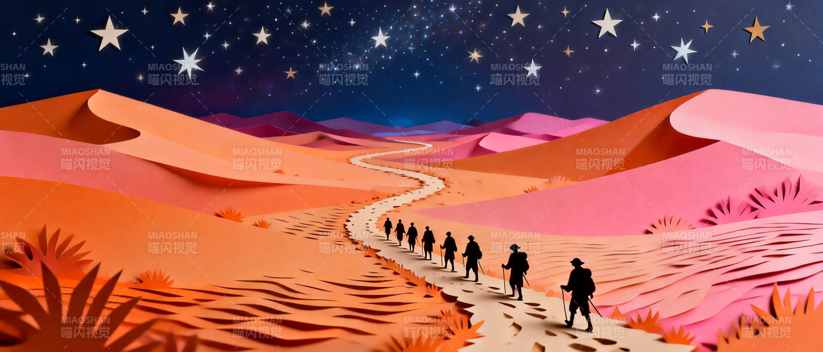 星夜沙漠行旅图片