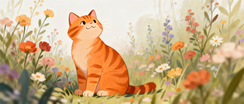 花丛中的小猫图片