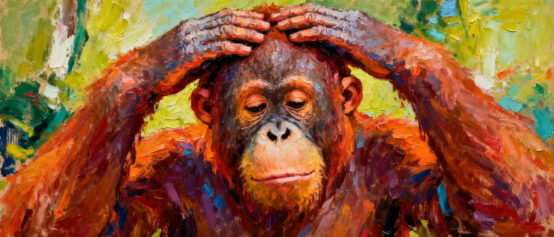 沉思的猩猩图片