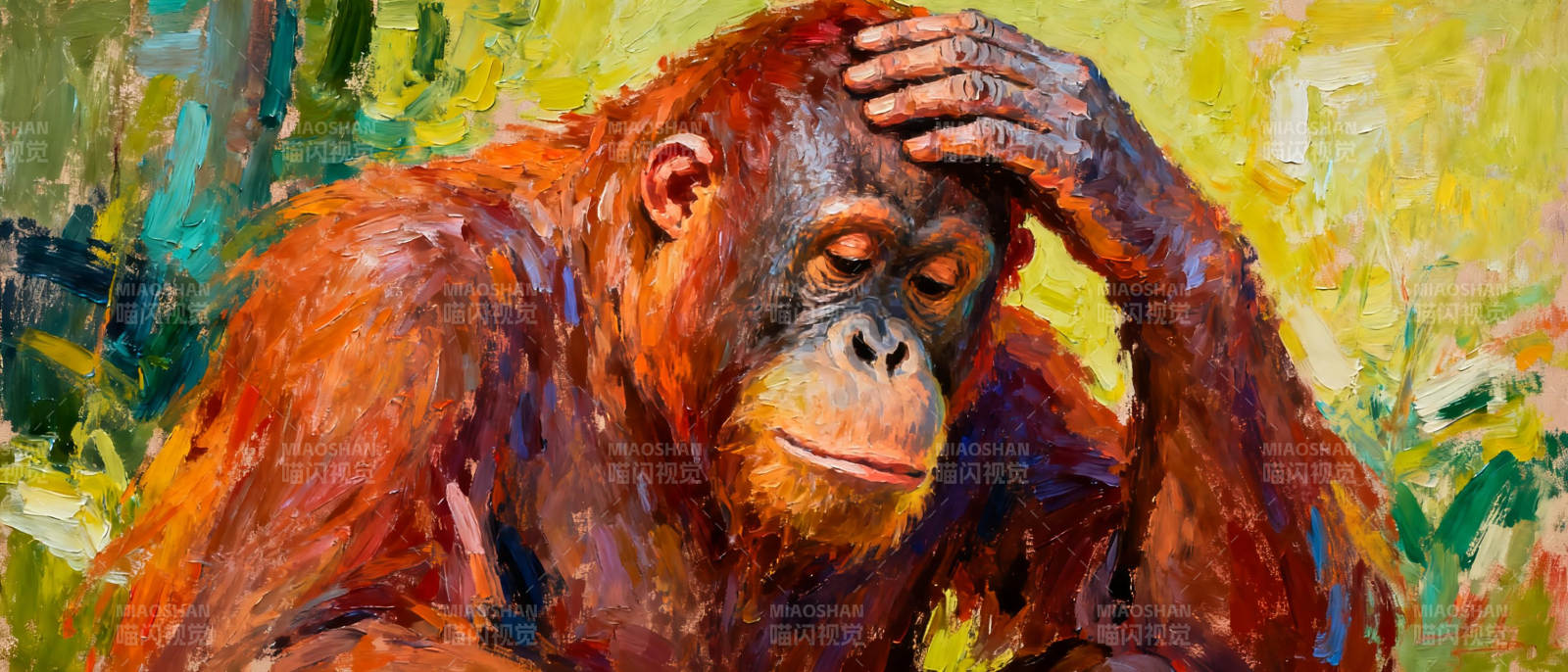 沉思的猩猩图片