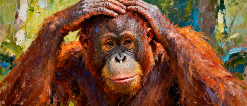 猩猩沉思瞬间图片