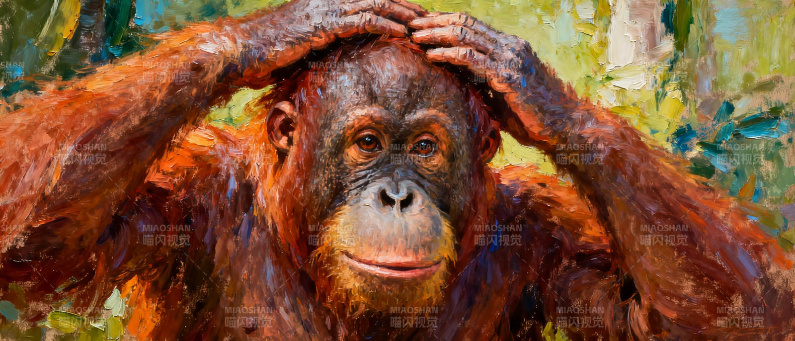 猩猩沉思瞬间图片