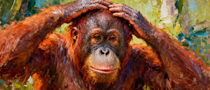 猩猩沉思瞬间图片