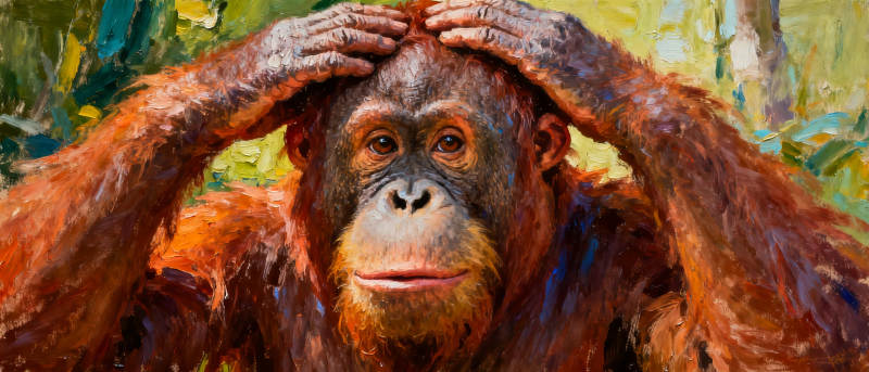 猩猩托腮沉思图片