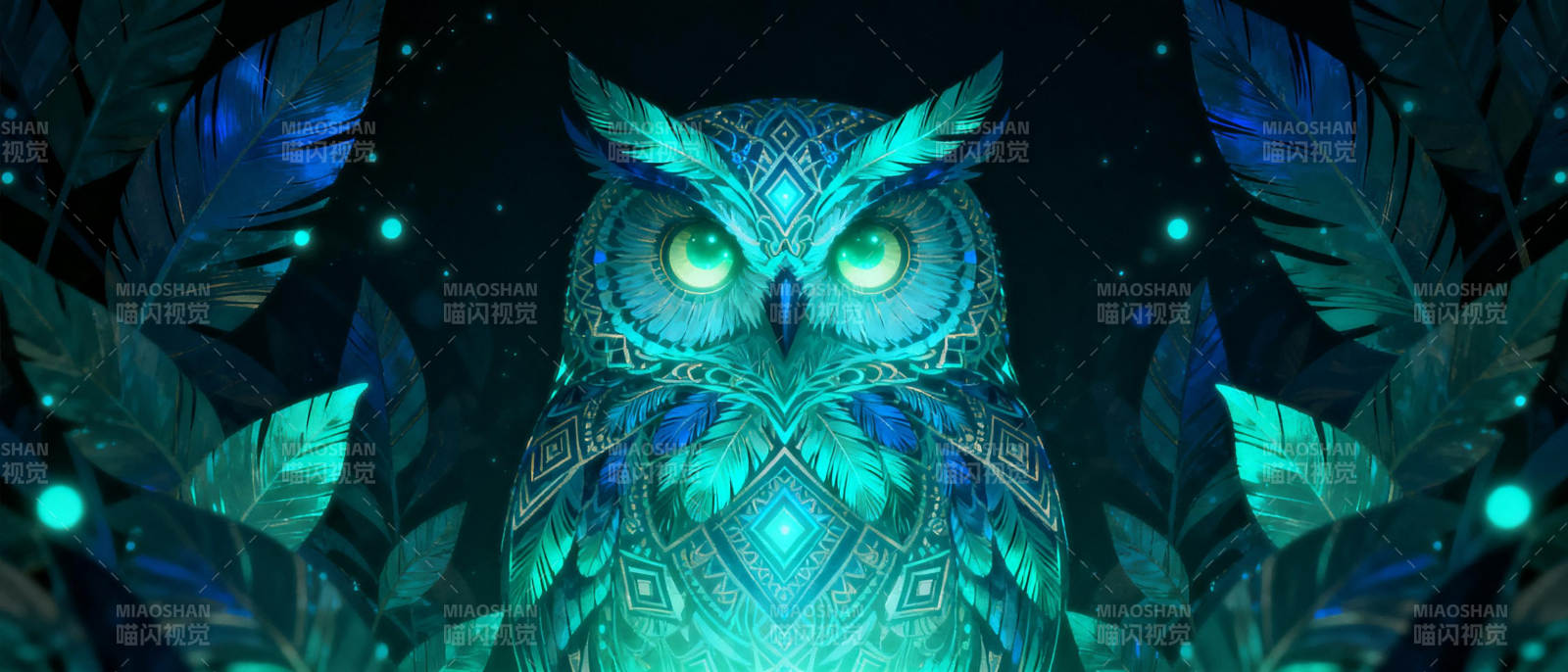 神秘蓝羽猫头鹰图片