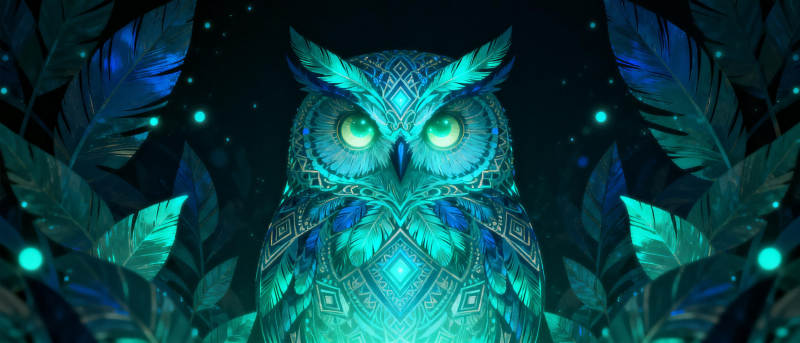 神秘蓝羽猫头鹰图片