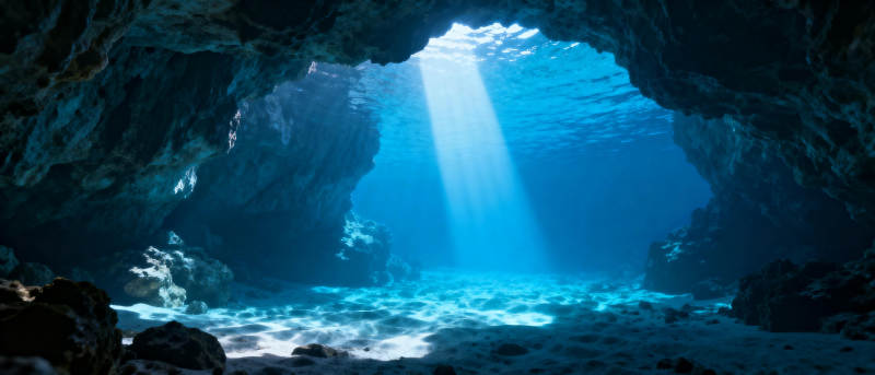 水下洞穴光影图片