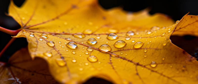 秋叶上的露珠图片