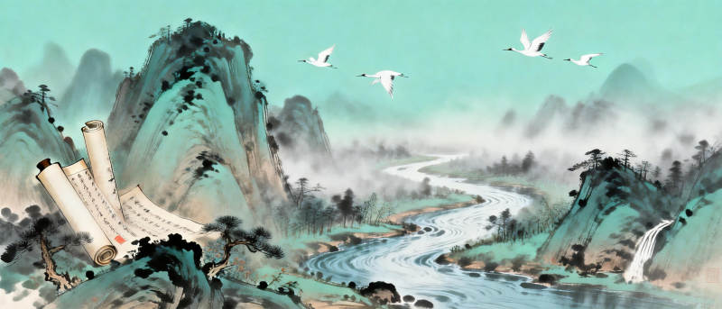 山水画卷图片