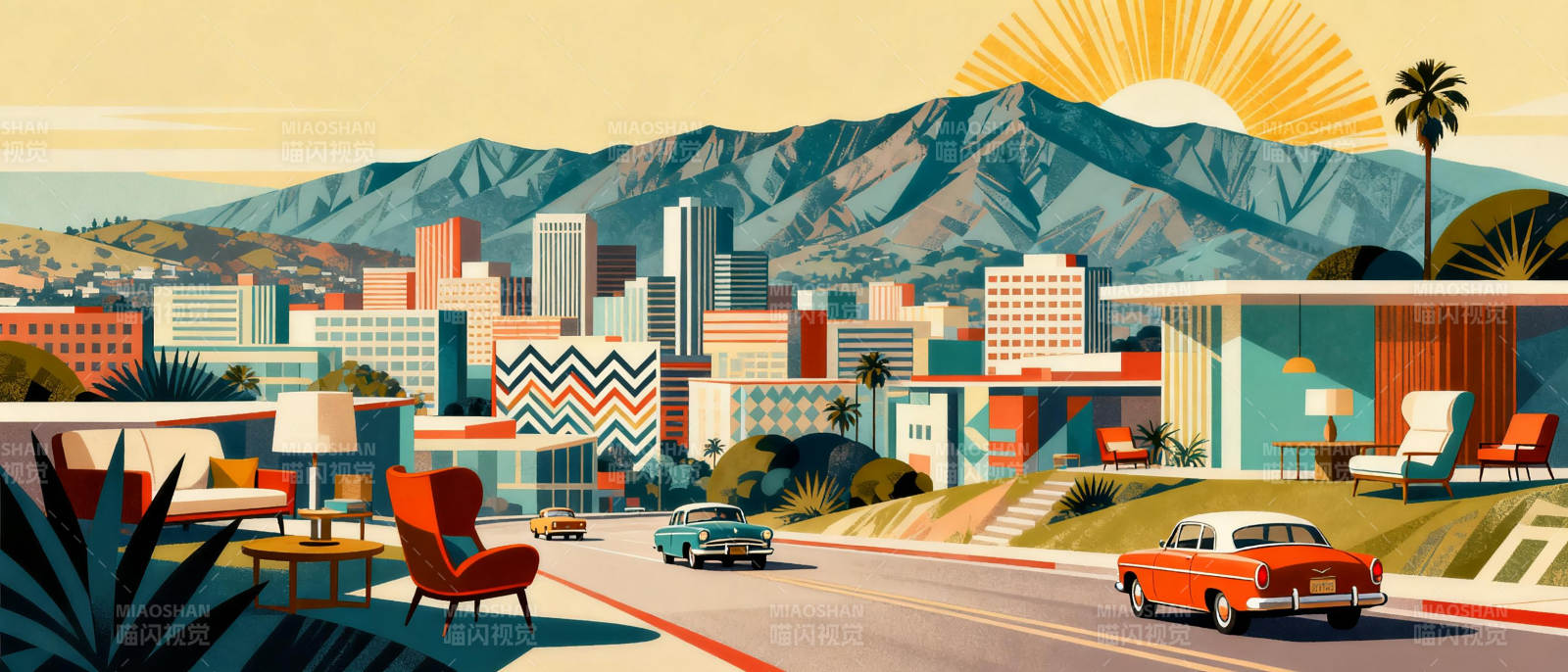 阳光下的城市风光图片