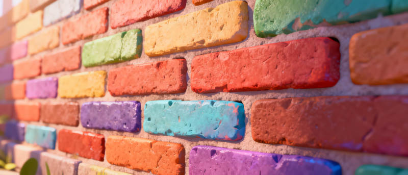 彩虹砖墙图片