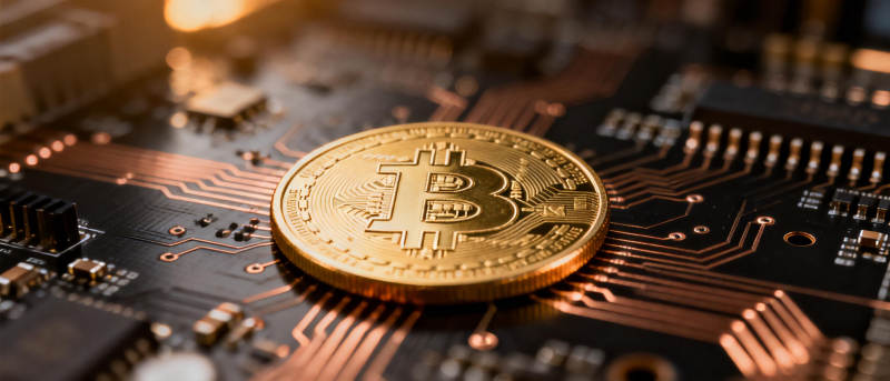 比特币电路板特写图片