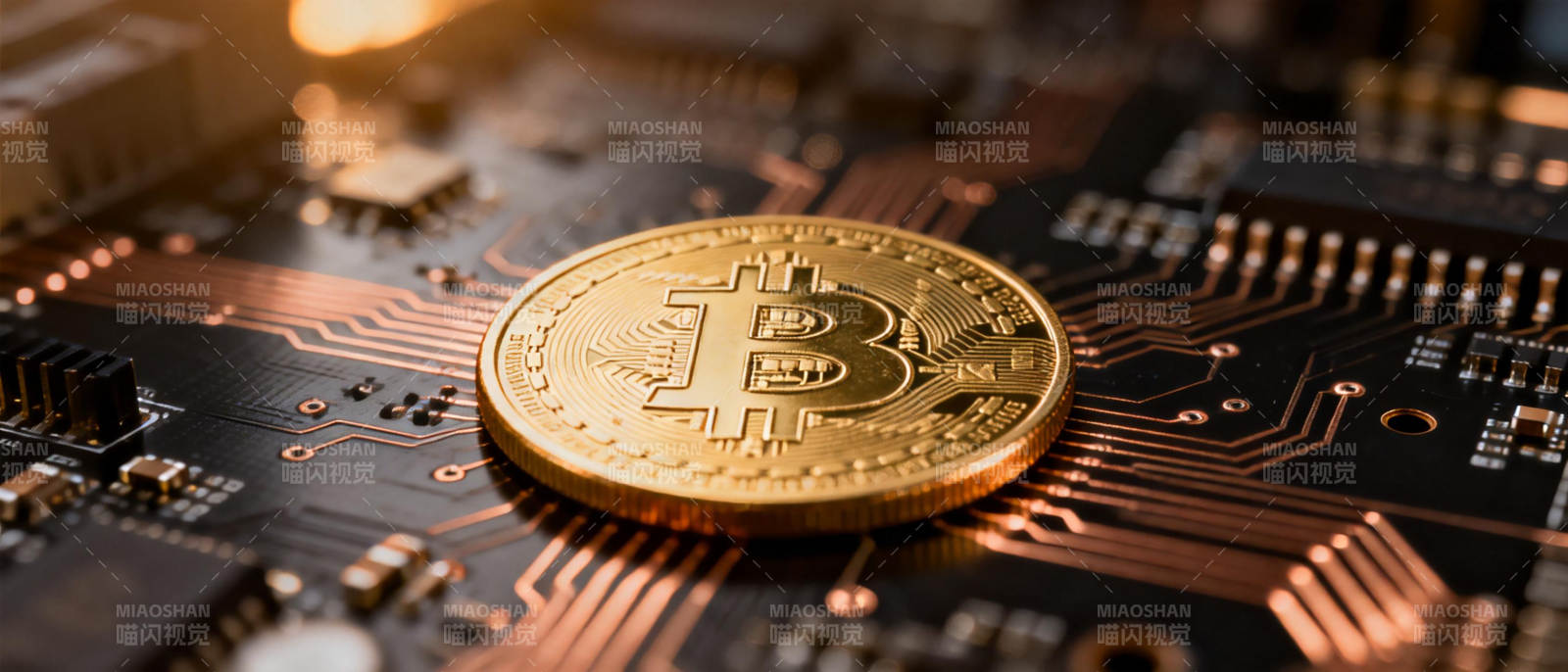 比特币电路板特写图片