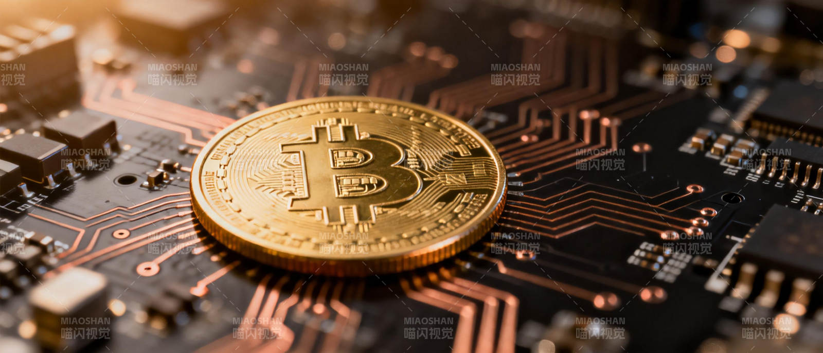 比特币与电路板图片