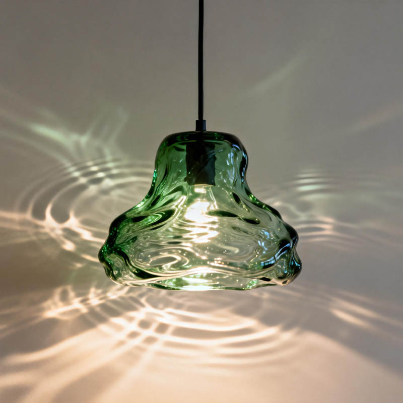 绿玻璃吊灯光影图片