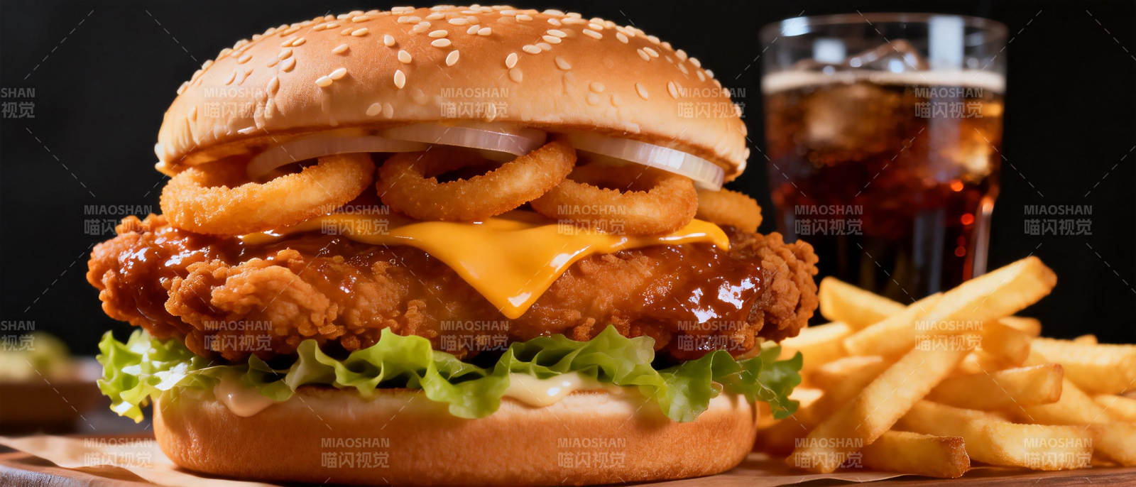 美味炸鸡汉堡配薯条图片