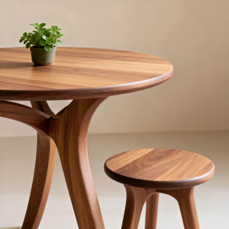 木桌椅与绿植图片