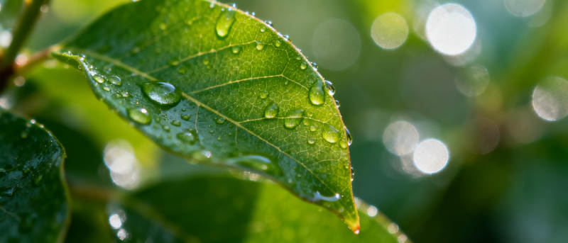 露珠叶上晶莹闪烁图片