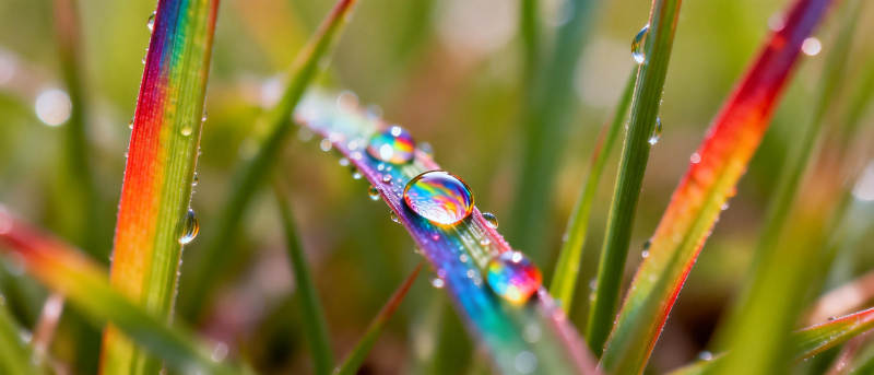 彩虹草叶露珠图片