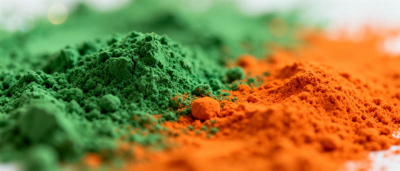 绿橙粉末对比图片