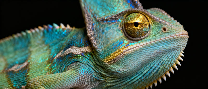 蓝绿变色龙特写图片