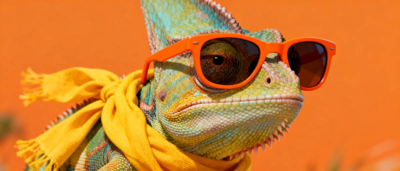 戴墨镜的变色龙图片