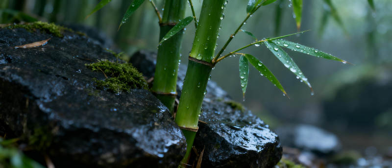 雨后竹影图片