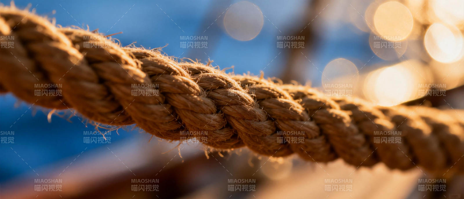 绳索特写 海景背景图片