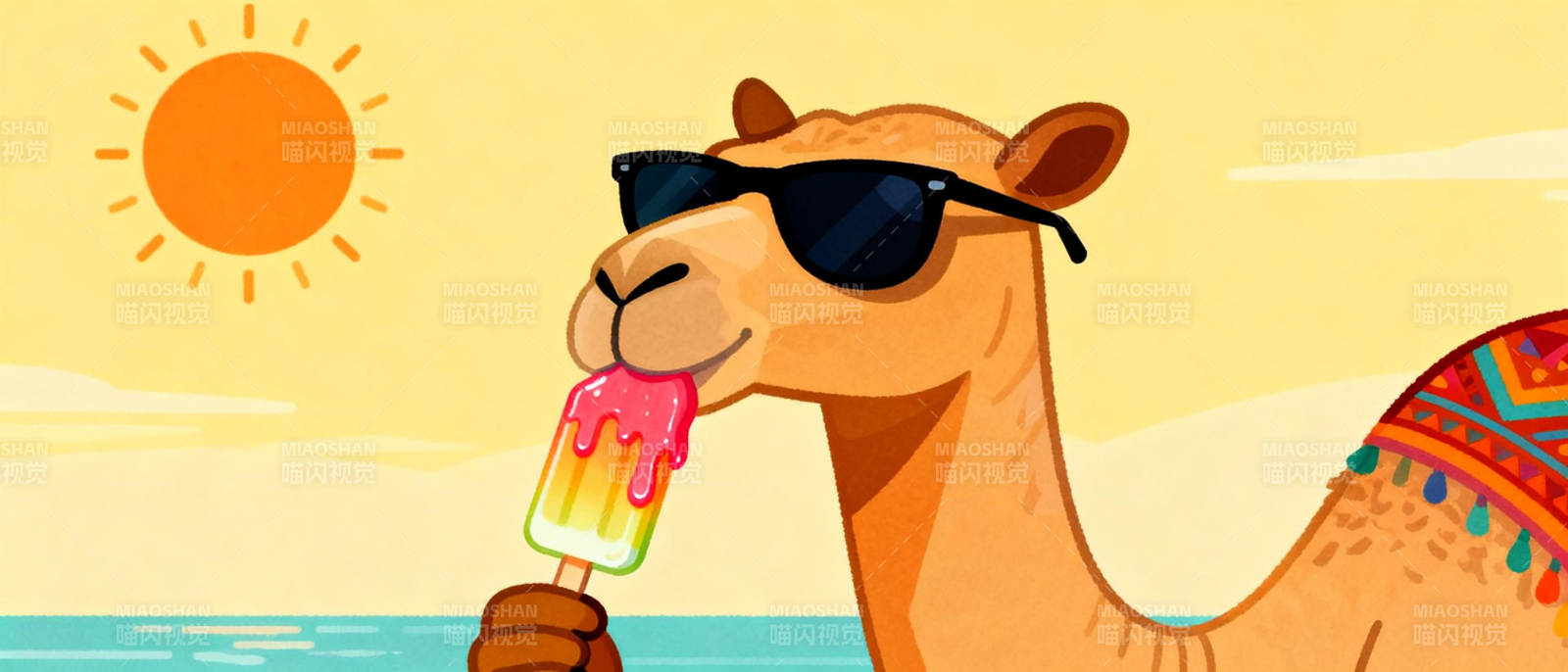 骆驼吃冰棒图片