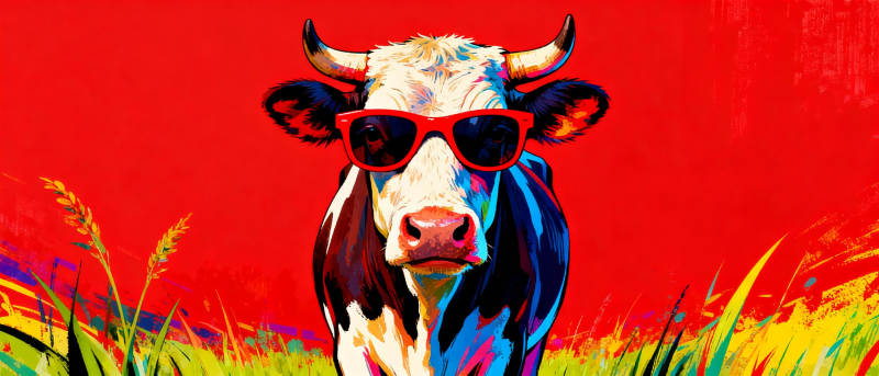 酷牛戴墨镜图片