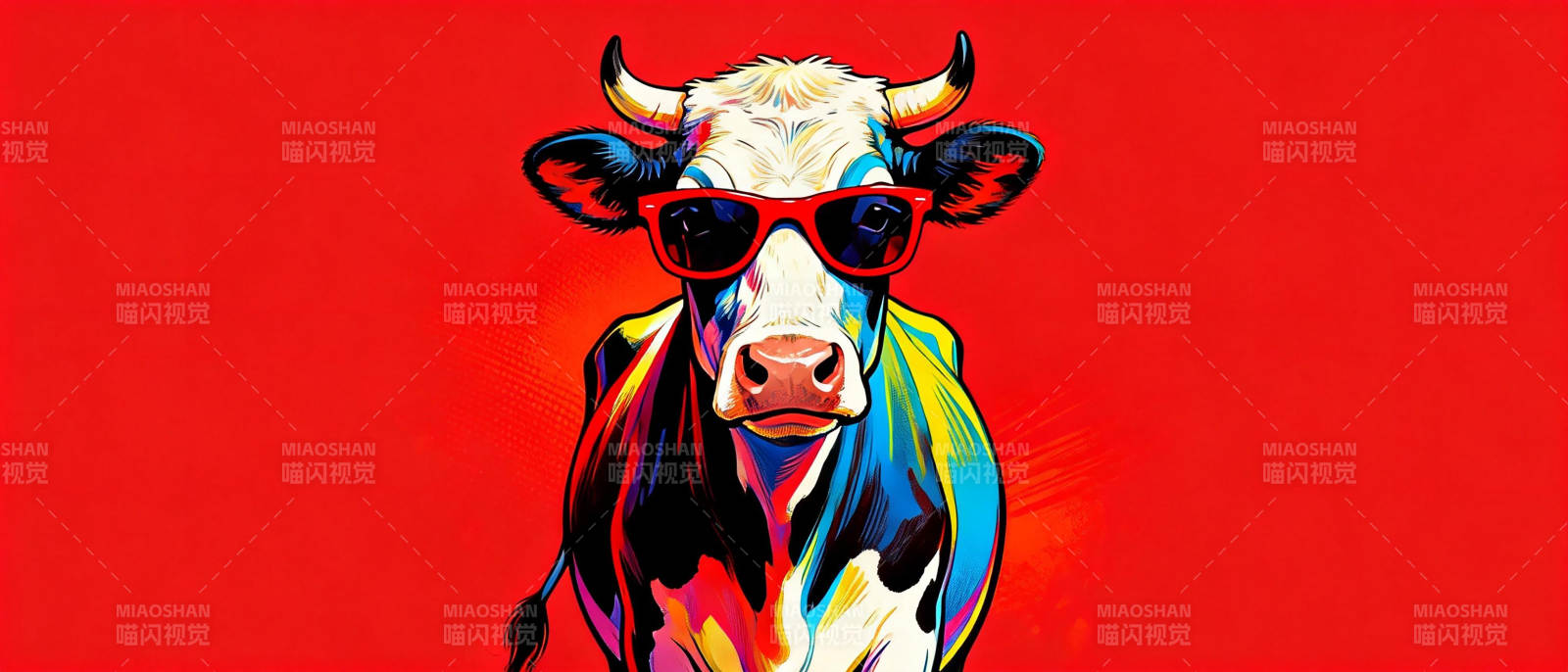 酷牛戴墨镜图片