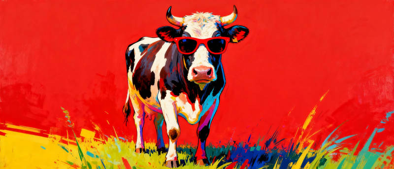 酷牛戴墨镜图片