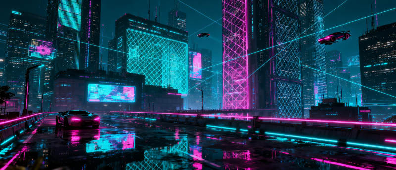 霓虹都市夜景图片