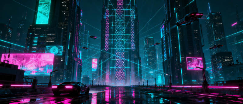 霓虹都市夜景图片