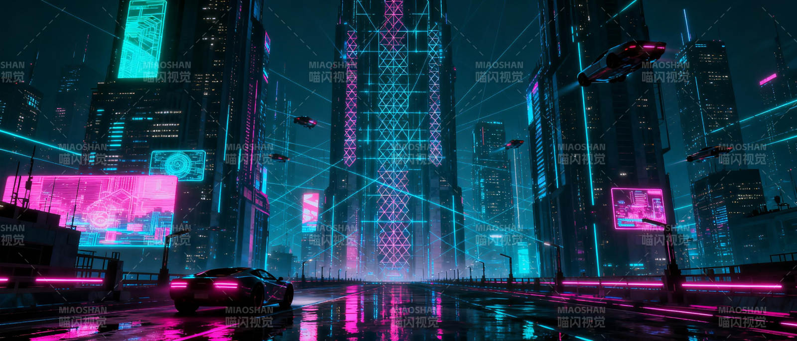 霓虹都市夜景图片