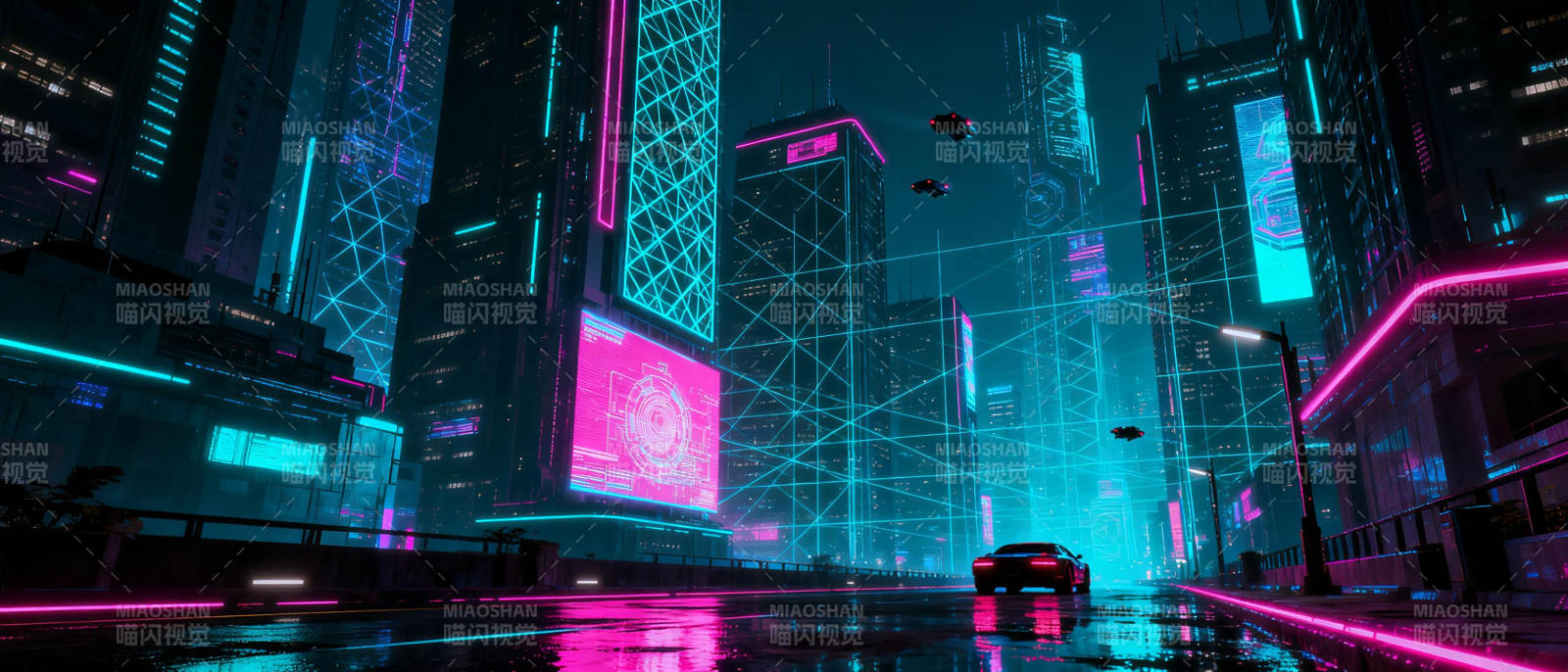 霓虹都市夜景图片