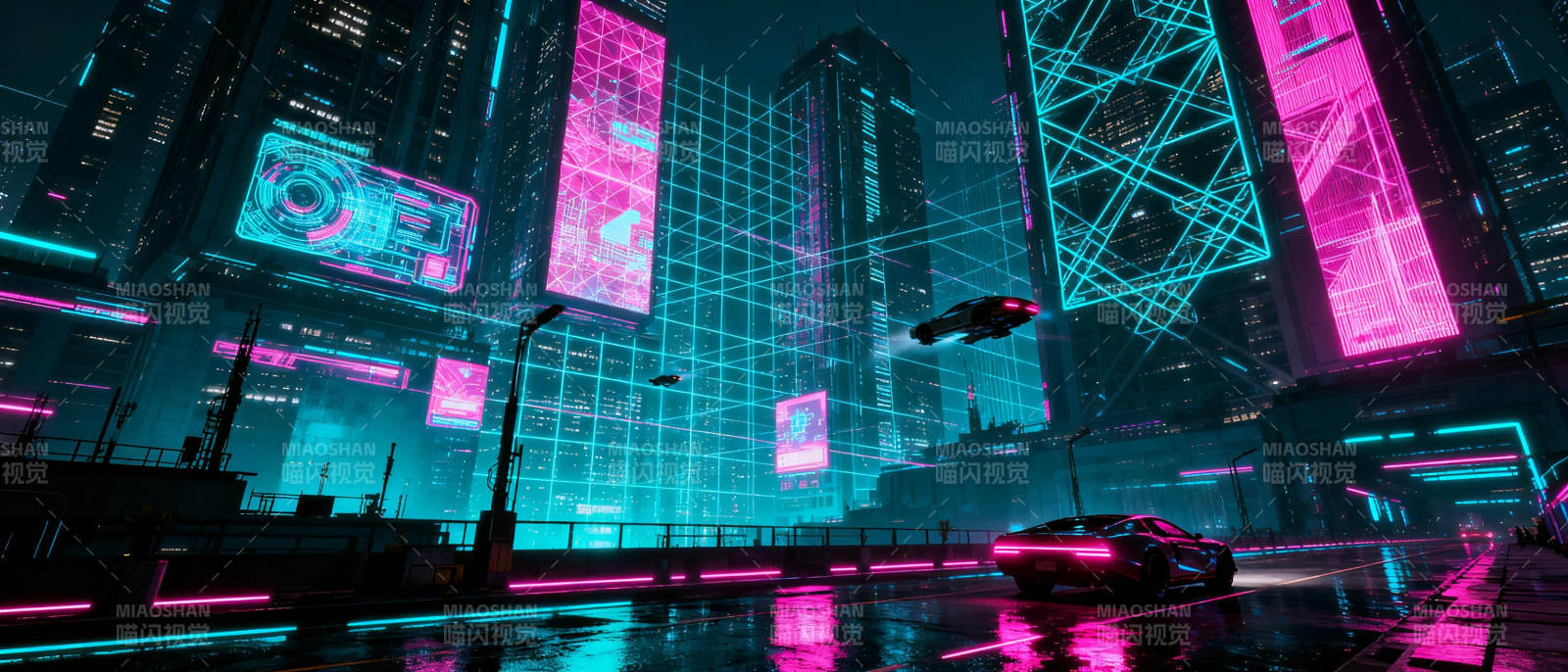 霓虹都市夜景图片