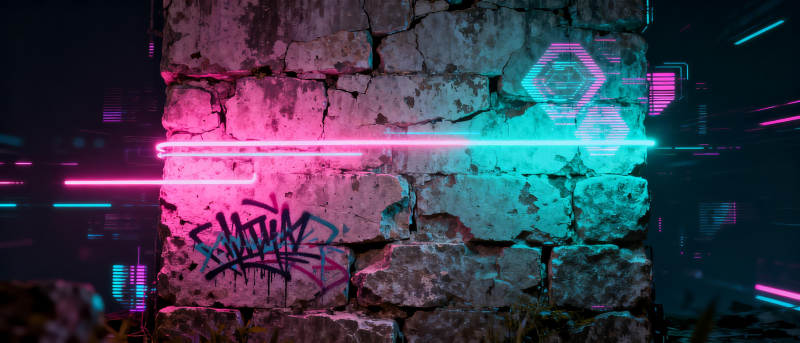 霓虹涂鸦墙图片