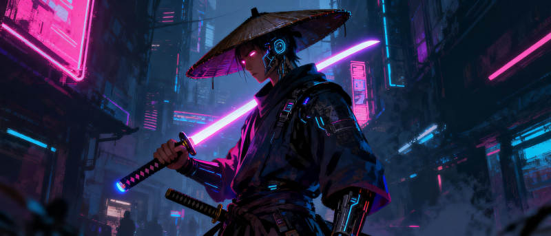 霓虹武士夜行图片