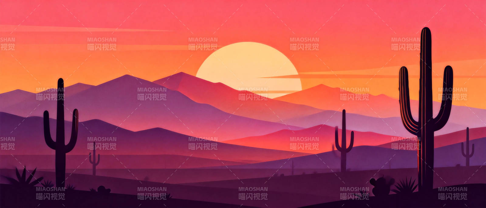 沙漠日落风光图片