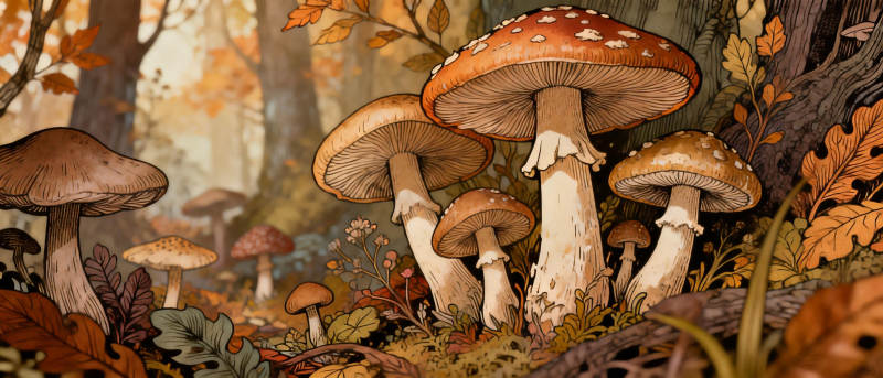 秋林菌影图片