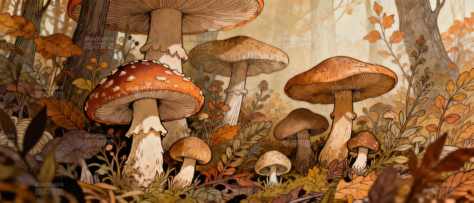 秋林菌影图片