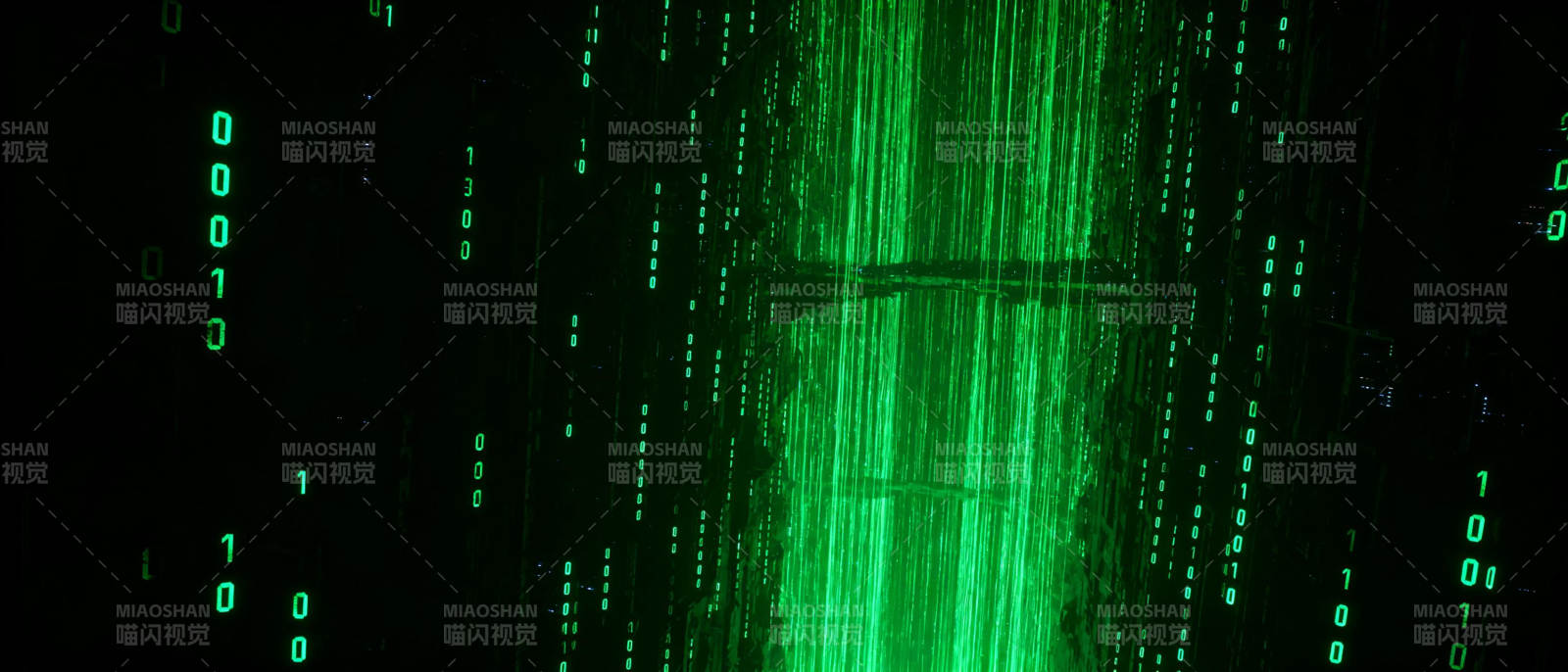 绿色代码雨幕图片