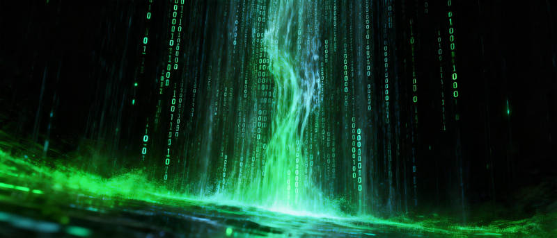 绿色代码瀑布图片