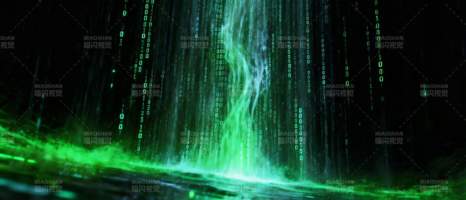 绿色代码瀑布图片
